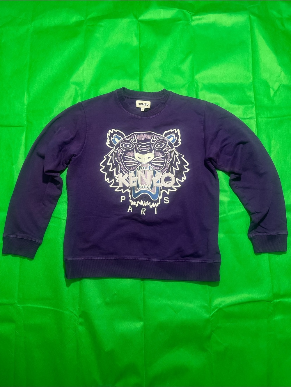 Kenzo Purple Crewneck with White Tiger Emblem